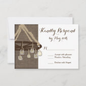 Wagon Wheel Mason Jar Chandelier Wedding RSVP (Voorkant)