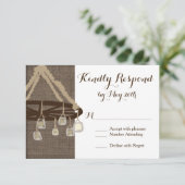 Wagon Wheel Mason Jar Chandelier Wedding RSVP (Staand voorkant)
