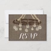Wagon Wheel Mason Jar Chandelier Wedding RSVP (Achterkant)