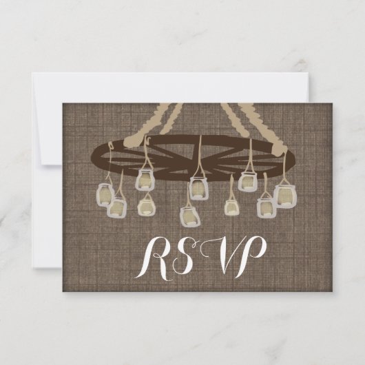 Wagon Wheel Mason Jar Chandelier Wedding RSVP (Achterkant)