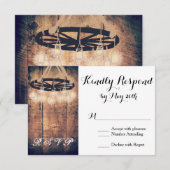 Wagon Wheel Mason Jar Chandelier Wedding RSVP Kaartje (Voorkant / Achterkant)
