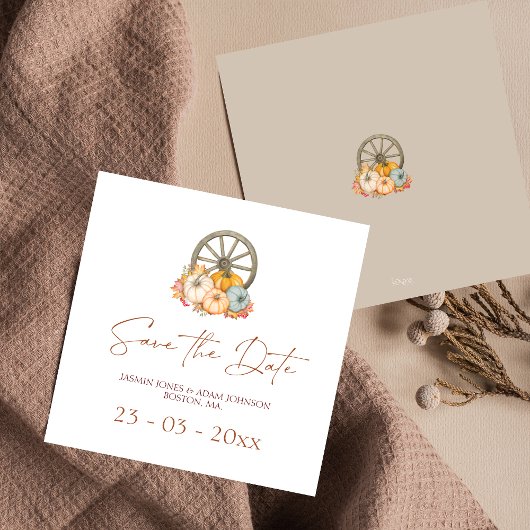Wagon Wheel Rustic Autumn Wedding Save The Date
