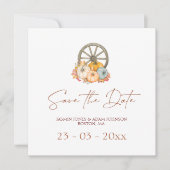 Wagon Wheel Rustic Autumn Wedding Save The Date (Voorkant)