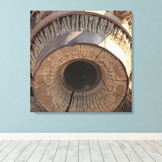Wagon Wheel Rustieke Foto Canvas Afdruk (Insitu (Houten vloer))
