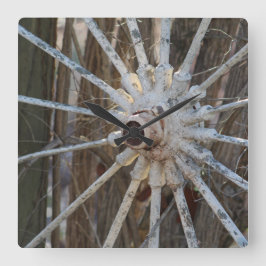 Wagon Wheel Wall Clock Vierkante Klok