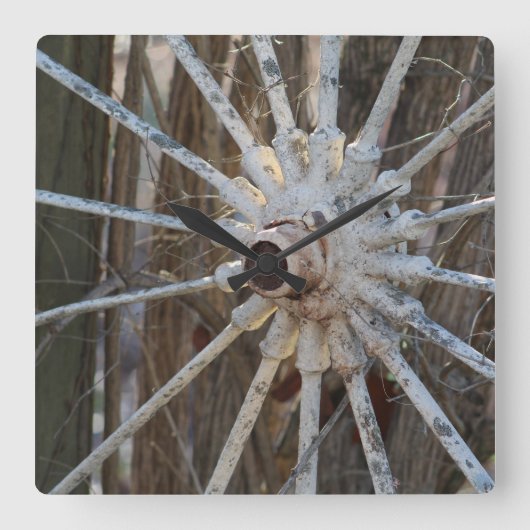 Wagon Wheel Wall Clock Vierkante Klok (Voorkant)