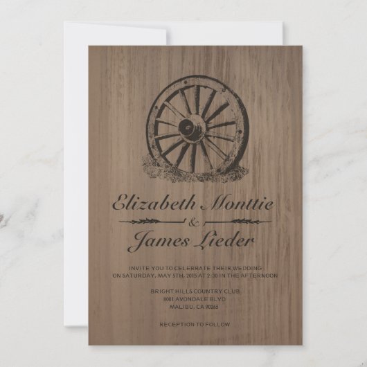 Wagon Wheel Wedding Invitations Kaart (Voorkant)