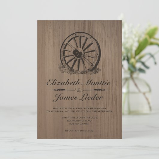 Wagon Wheel Wedding Invitations Kaart (Staand voorkant)