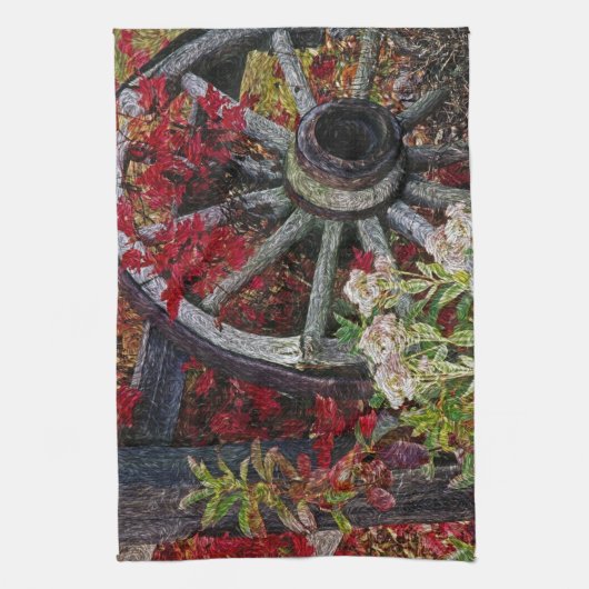 Wagon Wiel 1 Keukenhanddoek (Verticaal)