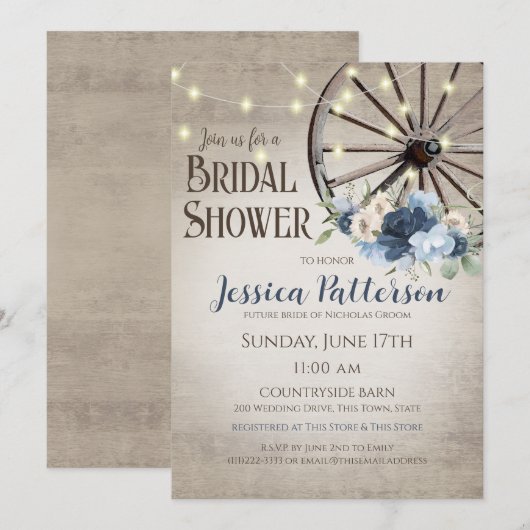 Wagon Wiel en Rustige Barn Wood Kaart (Voorkant / Achterkant)