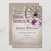 Wagon Wiel en Rustige Barn Wood Uitnodiging (Voorkant / Achterkant)