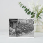 Wagonlading kerstbomen briefkaart (Staand voorkant)