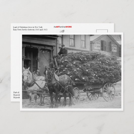 Wagonlading kerstbomen briefkaart (Voorkant / Achterkant)