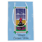 WagsToWishes®_Dog Bone Stars_sneeuwflake patroon Medium Cadeauzakje (Voorkant)