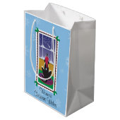 WagsToWishes®_Dog Bone Stars_sneeuwflake patroon Medium Cadeauzakje (Achterkant Gekanteld)