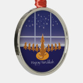 WagsToWishes®_Menorah Dogs Metalen Ornament (Rechts)