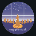 WagsToWishes_Menorah Dogs Ronde Sticker<br><div class="desc"></div>