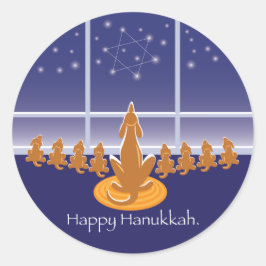 WagsToWishes_Menorah Dogs Ronde Sticker