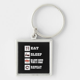 Wagyu Beef Steak BBQ Enthusiast Grill Barbecue Sleutelhanger