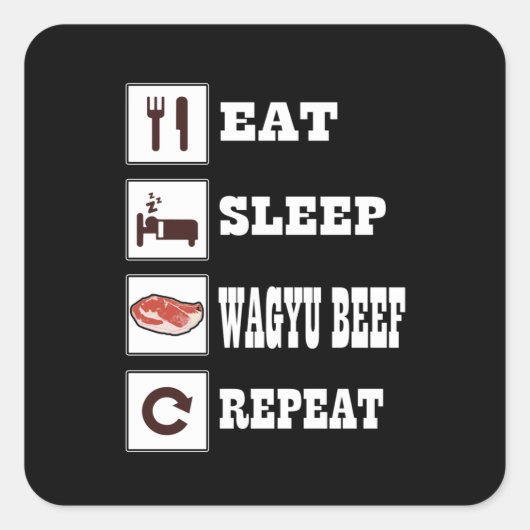 Wagyu Beef Steak BBQ Enthusiast Grill Barbecue Vierkante Sticker (Voorkant)