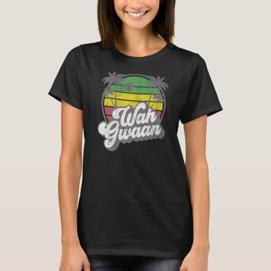 Wah Gwaan  Jamaica Retro Jamaican Wat is er? T-shirt (Voorkant)
