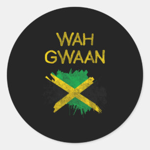 Wah Gwaan Jamaica Vlag Jamaicaanse Trots Reggae Va Ronde Sticker