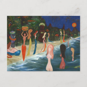 Wahine en Tiki door Marguerite Blasingame Briefkaart