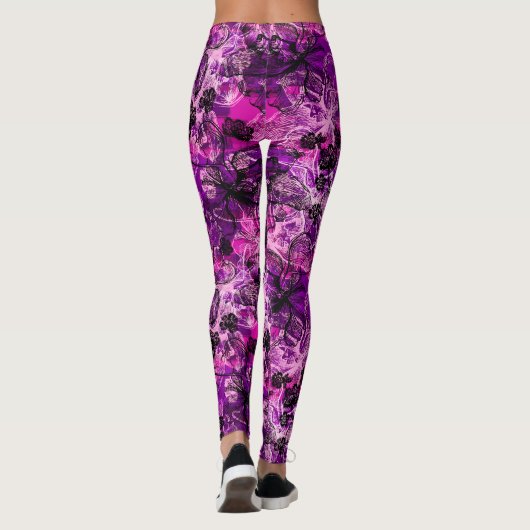 Wahine Lace Hawaïaanse tropische orchidee Leggings (Achterkant)