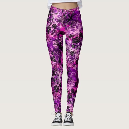 Wahine Lace Hawaïaanse tropische orchidee Leggings (Voorkant)