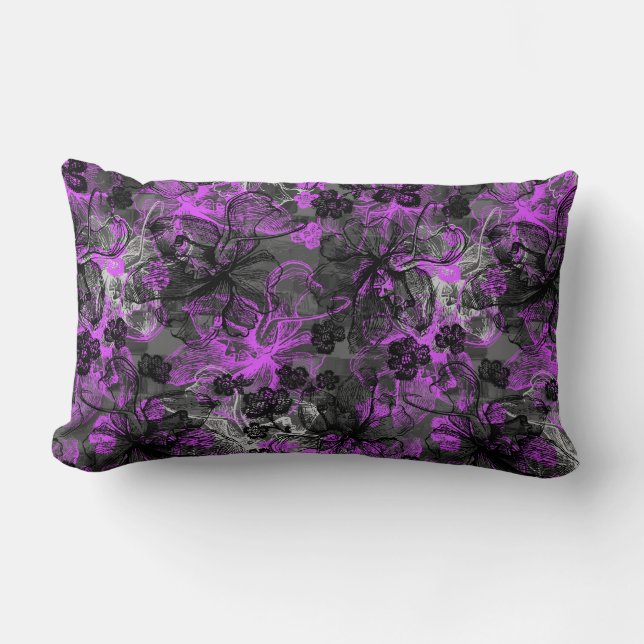 Wahine Lace Hawaiian Orchid Collage Kussen (Voorkant)