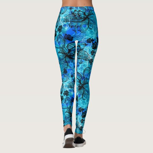 Wahine Lace Hawaiian Tropical Orchid Leggings (Achterkant)