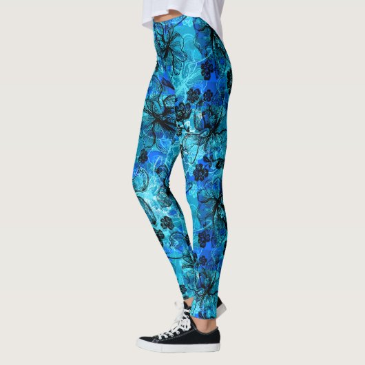Wahine Lace Hawaiian Tropical Orchid Leggings (Links)