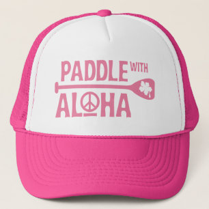 Wahine Paddle met Aloha Pink Trucker Hat Pet