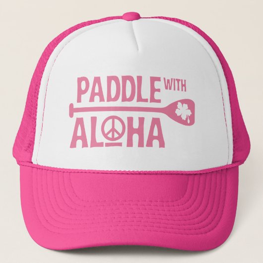 Wahine Paddle met Aloha Pink Trucker Hat Trucker Pet (Voorkant)