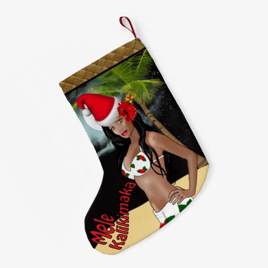 Wahine Pin-up Mele Kalikimaka kerststop b Kleine Kerstsok (Achterkant (Hangend))