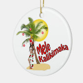 Wahine Pin-up Mele Kalikimaka kerstversiering 2 Keramisch Ornament (Links)