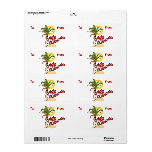 Wahine Pinup Christmas Gift Label Labels (Full Sheet)