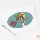 Wahine Pinup Kerst Gift Label Stickers (Envelop)