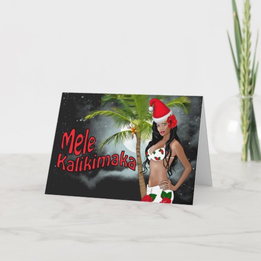 Wahine Pinup Mele Kalikimaka Christmas Kaarten 06 (Voorkant)