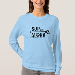 Wahine SUP met Aloha T-shirt met lange hoes