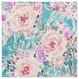 WAHINE WAYS Tropical Aqua Floral Stof