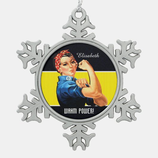 WAHM-kracht! - Werk thuis bij mam Tin Sneeuwvlok Ornament (Voorkant)