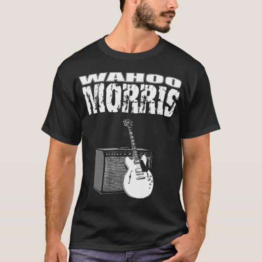 Wahoo Morris T, White on Black: Guitaar & ampère T-shirt (Voorkant)