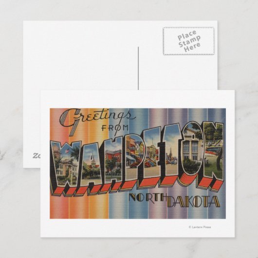 Wahpeton, North Dakota - Grote letterscènes Briefkaart (Voorkant / Achterkant)