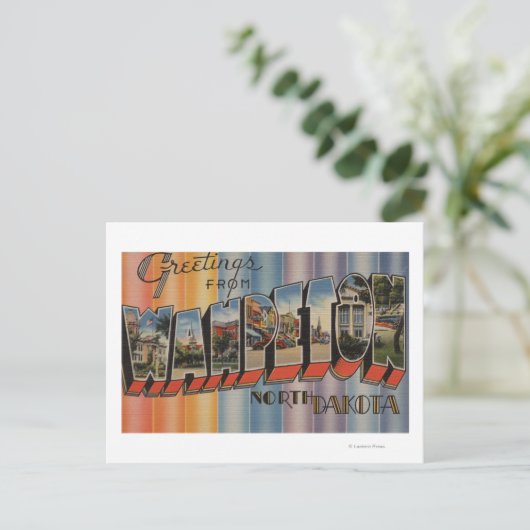 Wahpeton, North Dakota - Grote letterscènes Briefkaart (Staand voorkant)