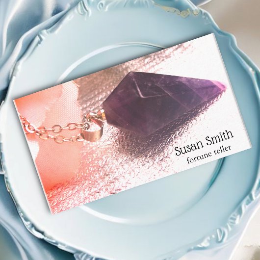 Wahrsager Tarot Kartenleger Pendel Zukunft lila Visitekaartje