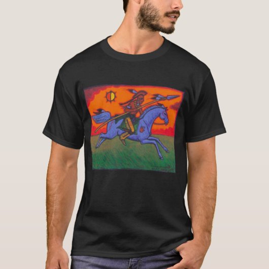 Waiakida: Ioway Warrior op Horseback T-shirt (Voorkant)