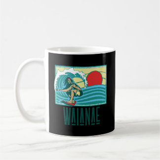 Waianae Hawaii  Surfer Wave Retro Graphic Koffiemok