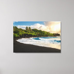 Waianapanapa Beach Canvas Afdruk
