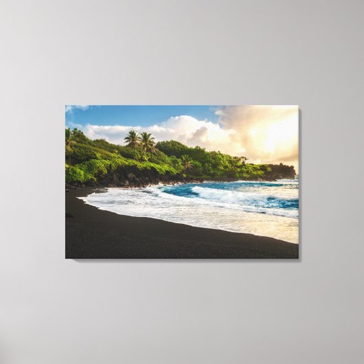 Waianapanapa Beach Canvas Afdruk (Voorkant)